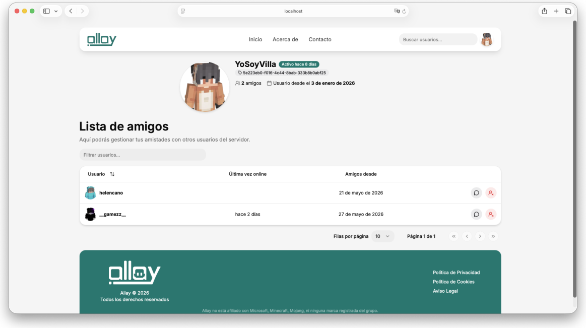Lista de amigos